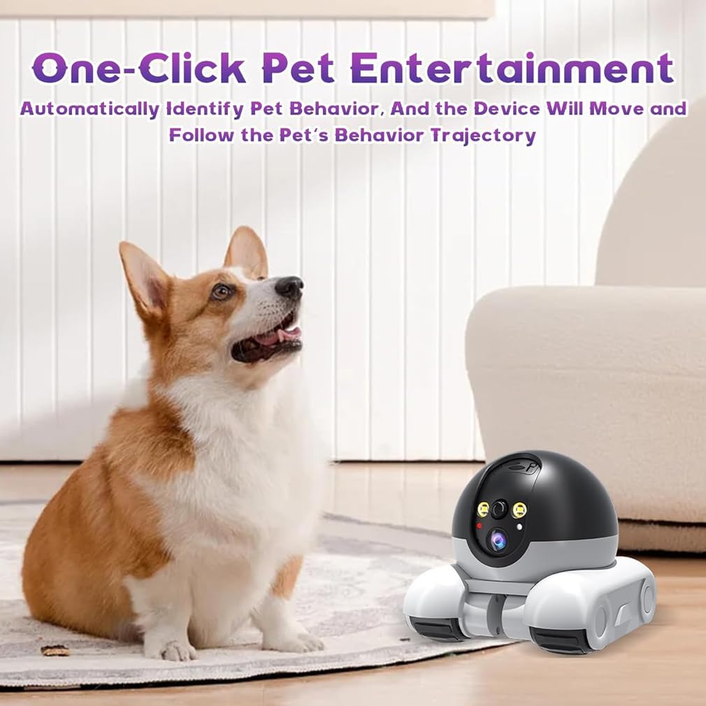 Blinkybot Camera - 360° View Blinkybot Robot, 360°-Wlan-Überwachungskamera Für Innen, 1080P Dual-Objektiv-Smart-Roboterkamera, Kabellose Mobile Haustier Kamera Mit Zwei-Wege-Audio, Nachtsicht