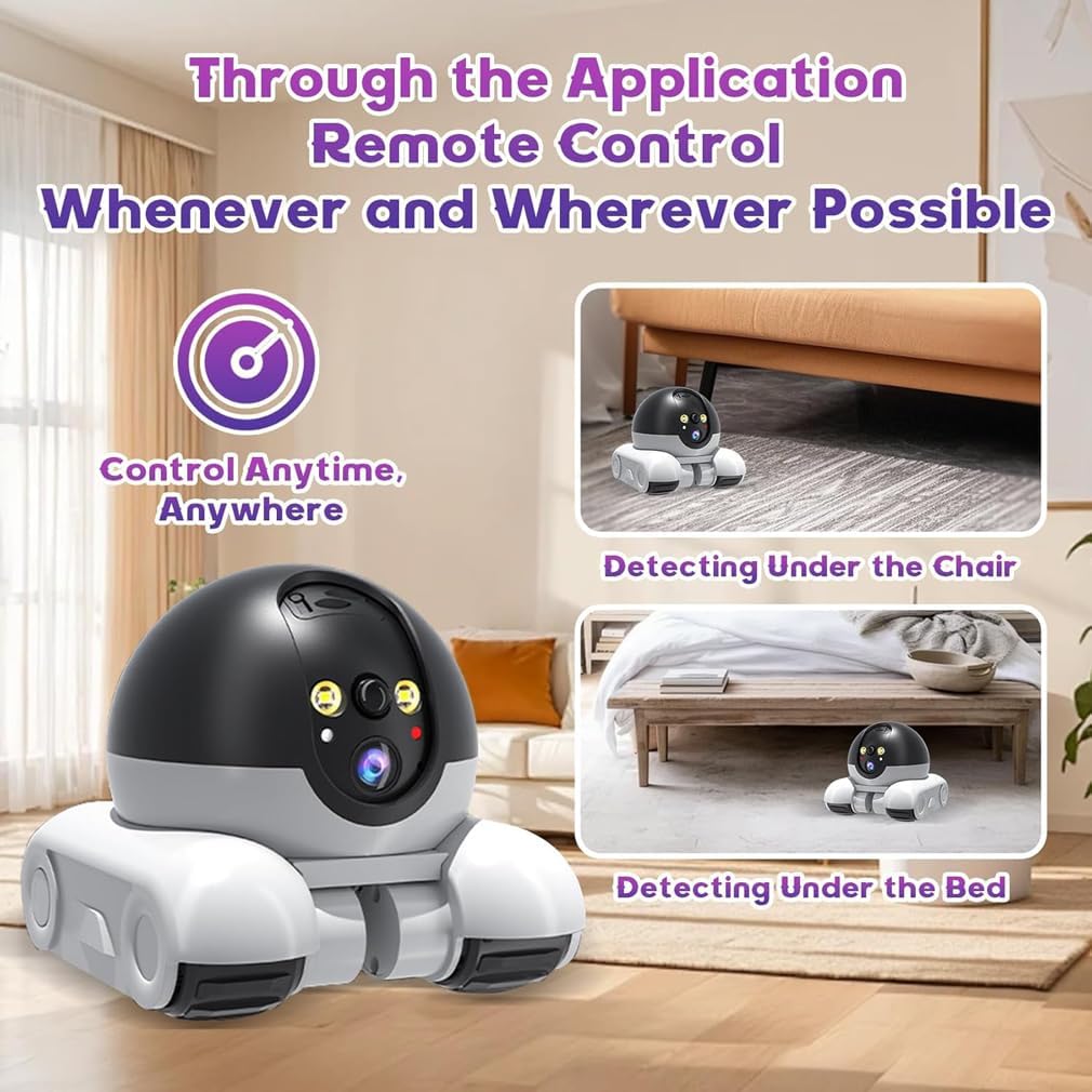 Blinkybot Camera - 360° View Blinkybot Robot, 360°-Wlan-Überwachungskamera Für Innen, 1080P Dual-Objektiv-Smart-Roboterkamera, Kabellose Mobile Haustier Kamera Mit Zwei-Wege-Audio, Nachtsicht