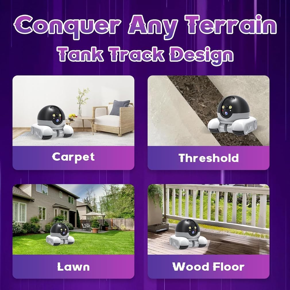 Blinkybot Camera - 360° View Blinkybot Robot, 360°-Wlan-Überwachungskamera Für Innen, 1080P Dual-Objektiv-Smart-Roboterkamera, Kabellose Mobile Haustier Kamera Mit Zwei-Wege-Audio, Nachtsicht